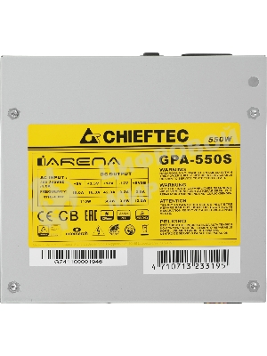 Блок питания Chieftec iARENA 550W, 550Вт, 120мм, немодульный, серый
