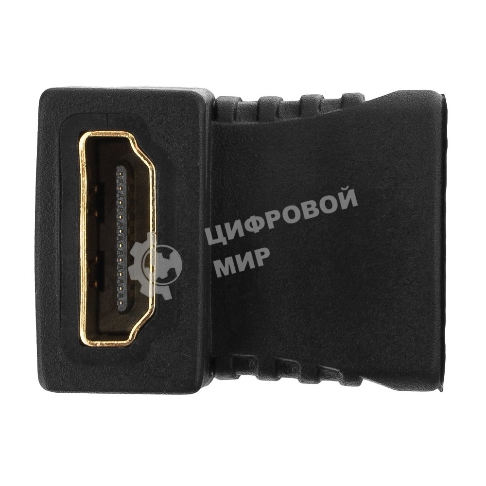 Переходник Gembird Переходник HDMI-HDMI 19F/19F, угловой, золотые разъемы, пакет