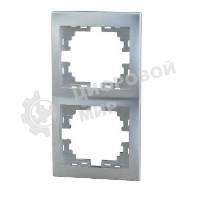 Рамка 2-м Мира верт. метал. сер. Lezard 701-1000-152