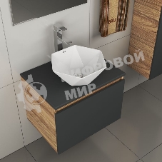 Комплект для ванной, 4 предмета (тумба Bau 60, графит + раковина на столешницу BAU Crystal 40х40 + смеситель Hotel Still, выпуск клик-клак, хром)