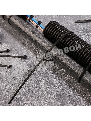 Хомут-стяжкa нейлоновая с тройным замком Rexant 400x4,8 мм, черная, упаковка 100 шт.