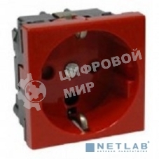 Розетка 1-м Праймер 2мод. 45х45 РКС-20-32-П-К с заземл. красн. IEK CKK-40D-RSZK2-K04-K