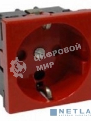 Розетка 1-м Праймер 2мод. 45х45 РКС-20-32-П-К с заземл. красн. IEK CKK-40D-RSZK2-K04-K