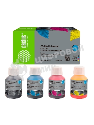 Заправочный набор Cactus CS-RK-Universal голубой/пурпурный/желтый/черный набор 4x40мл для HP/Lexmark/Canon