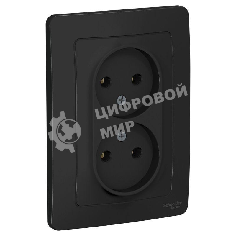 Розетка 2-м СП Blanca 16А 250В без шторок без заземл. антрацит SchE BLNRS000026