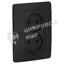Розетка 2-м СП Blanca 16А 250В без шторок без заземл. антрацит SchE BLNRS000026