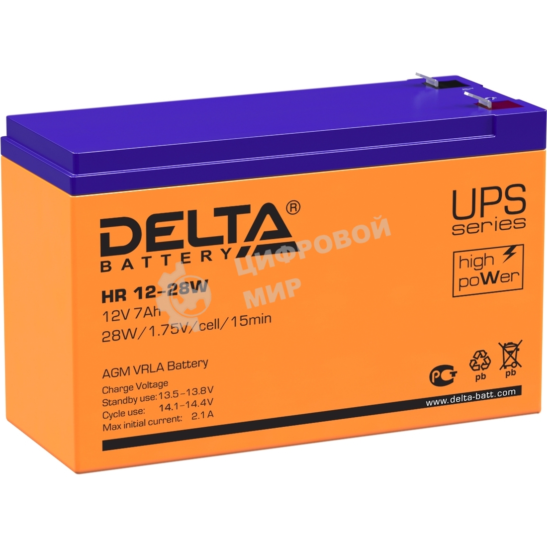 Батарея для ИБП Delta HR 12-28 W (12V, 7Ah)