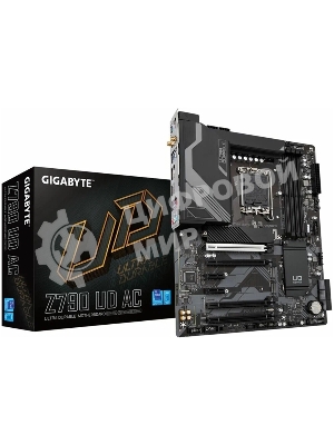 Материнская плата Gigabyte Z790 UD AX (V1.1/V1.2), LGA 1700, Intel Z790, 4xDDR5, 6xSATA, 3xM.2, 1xPCIe 5.0 x16, 1xPCIe 4.0 x4, 1xPCIe 3.0 x1, 1xHDMI, 1xDP, 1x 2.5Gb LAN, 4xUSB-A 2.0, 4xUSB-A 3.2 Gen 1, 1xUSB-A 3.2 Gen 2, 1xUSB-C 3.2 Gen 2x2, 7.1, ATX