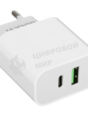 Сетевое зарядное устройство Maxvi CHL-601PD 18W, 3A, QC 3.0, PD 3.0, 1xUSB-C, белый