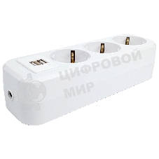 Колодка AY-KA 3-местн. с/з с USB, белый 7731000 (7730200)