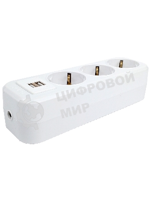 Колодка AY-KA 3-местн. с/з с USB, белый 7731000 (7730200)