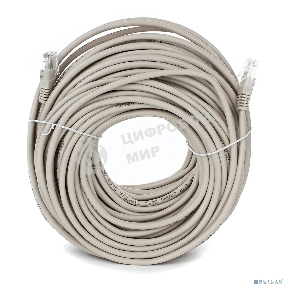 Патч-корд литой Aopen/Qust UTP cat.5е 30м серый