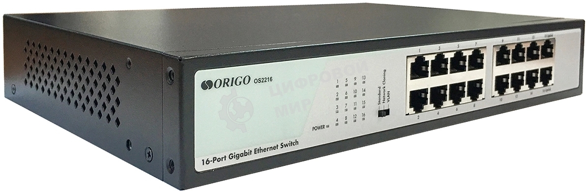 Коммутатор ORIGO Unmanaged Switch, 16x1000Base-T, 19 Rackmount Kit