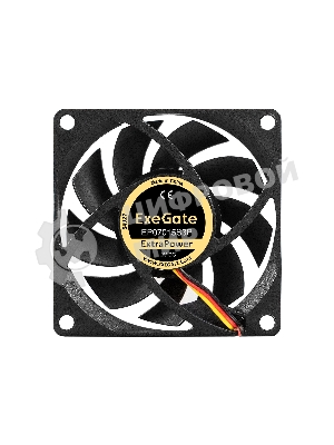 Вентилятор для корпуса ExeGate ExtraPower EP07015S3P черный, 70 мм, 3000 об/мин, 27 дБ, 3 pin
