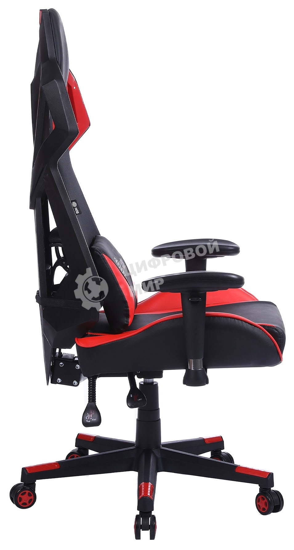 Кресло игровое Cactus CS-CHR-090BLR черный/красный, сиденье черный/красный, эко.кожа/сетка, крестовина пластик, пластик черный