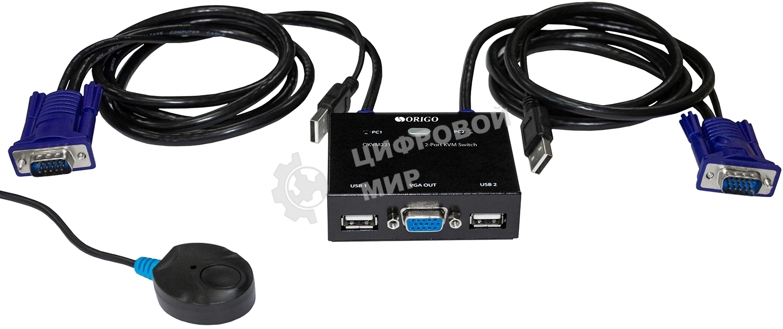 Переключатель KVM 2-портовый ORIGO OKVM221/A1A с портами VGA и USB