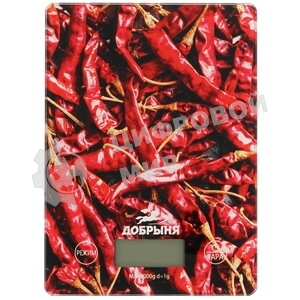 Весы кухонные Добрыня DO-3011P (20*14,5см, 7кг) перцы x24
