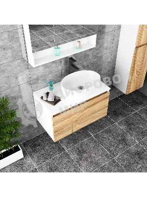 Тумба с раковиной и выпуском (Тумба Bau Dream Blackwood 80, умывальник BAU Nimb 50х36, выпуск клик клак, черный)