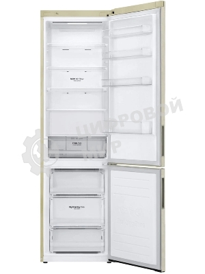 Холодильник LG GA-B509CESL бежевый глянцевый двухкамерный 277/107л морозилка снизу, No Frost