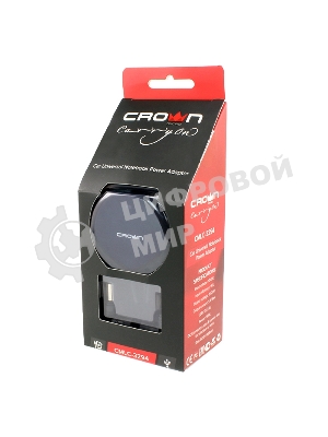Зарядное устройство для ноутбука CROWN USB CMLC-3294 черный (Автомобильное 12V, 90W 15-20V, порт USB 5V 2.1A)