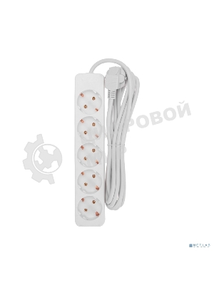 Удлинитель 5 гнезд, 3 м, 3х0,75 мм², с/з, белый PROconnect