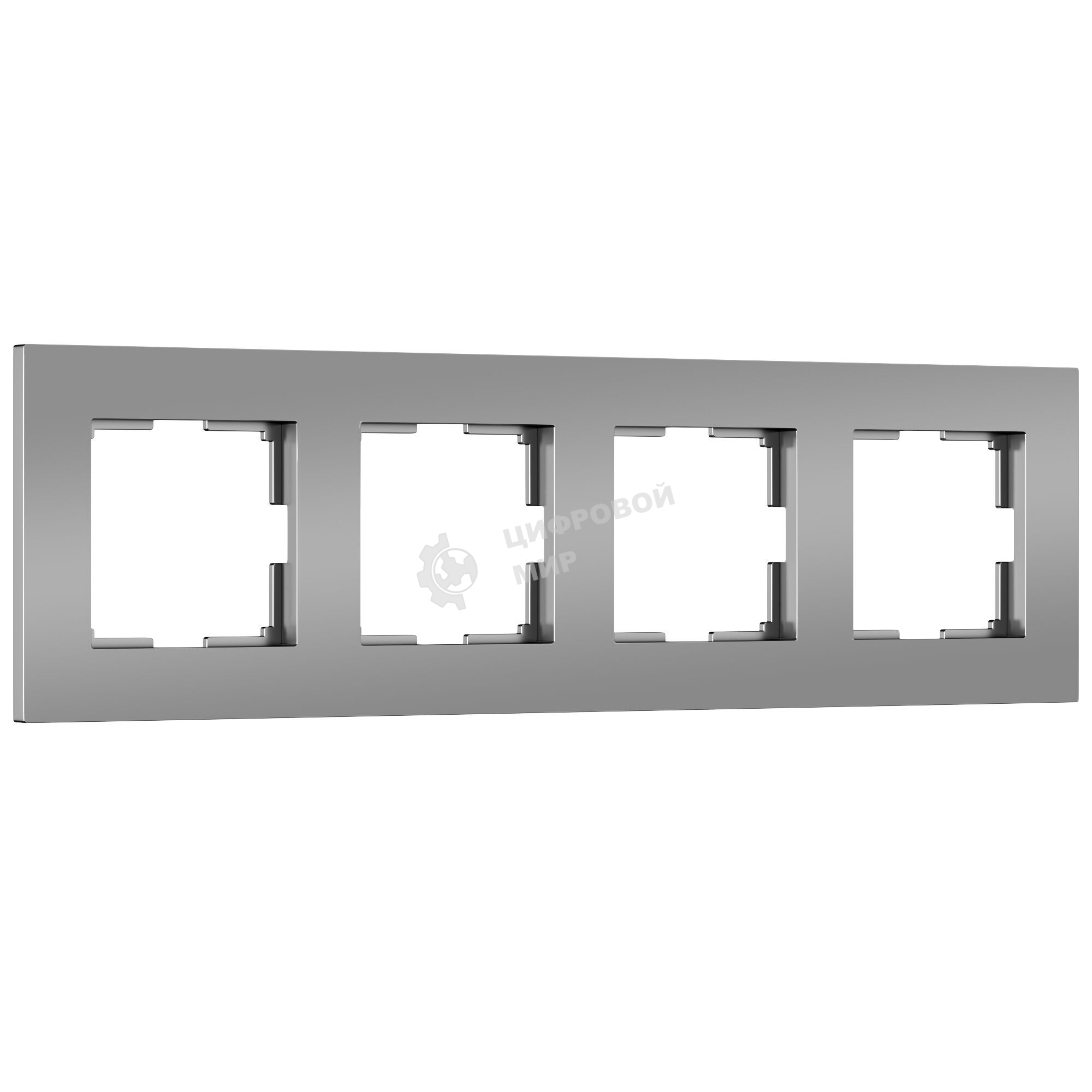 Рамка на 4 поста Slab (серебро софт) W0042965