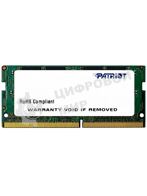 Оперативная память Patriot Signature, DDR4, 4GB (1x4 GB), 2400 MHz, CL17, SO-DIMM