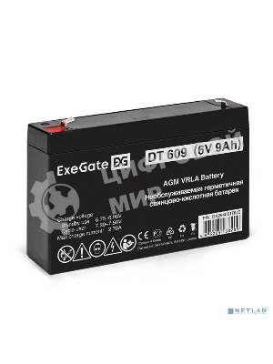 Аккумуляторная батарея ExeGate DT 609 (6V 9Ah, клеммы F1)