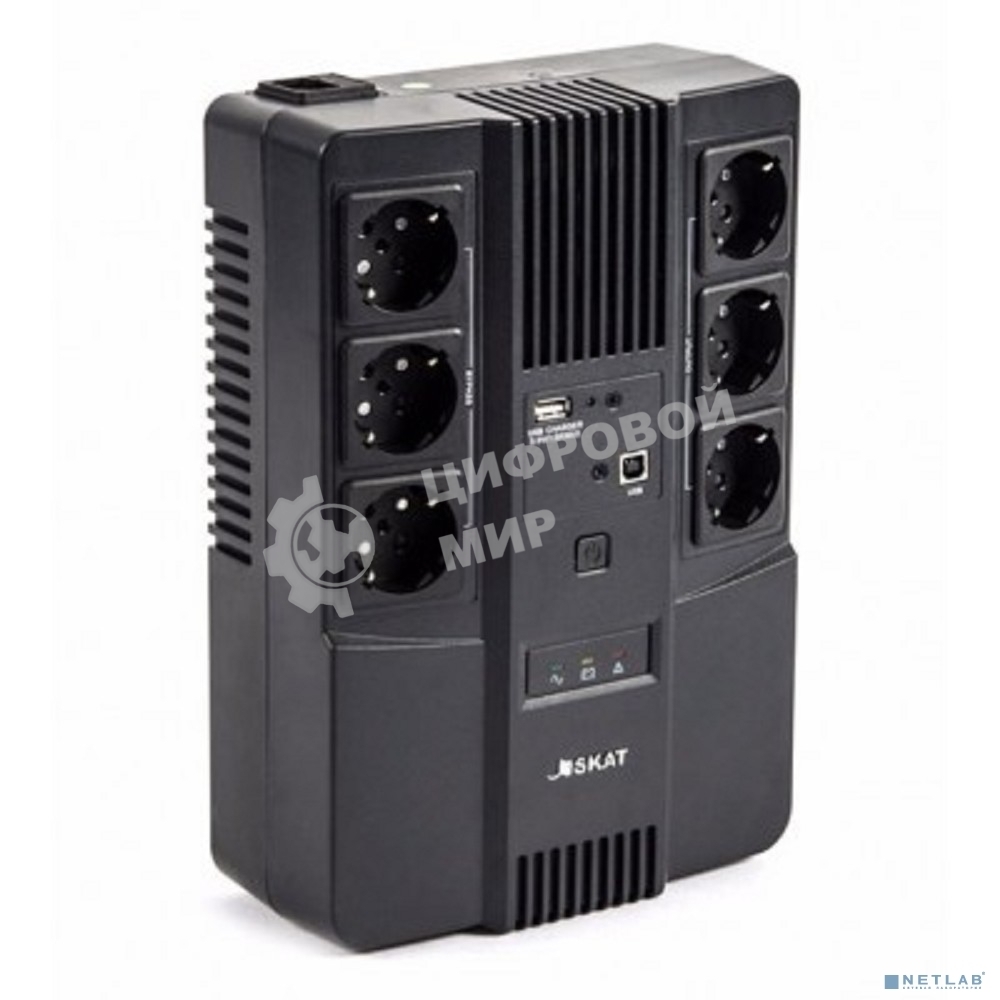 Источник бесперебойного питания SKAT-UPS 800 AI ИБП 220В 480Вт 1 АКБ 9А.ч внутр. меандр. стаб-ция напр-я. 6 выходов Бастион 452