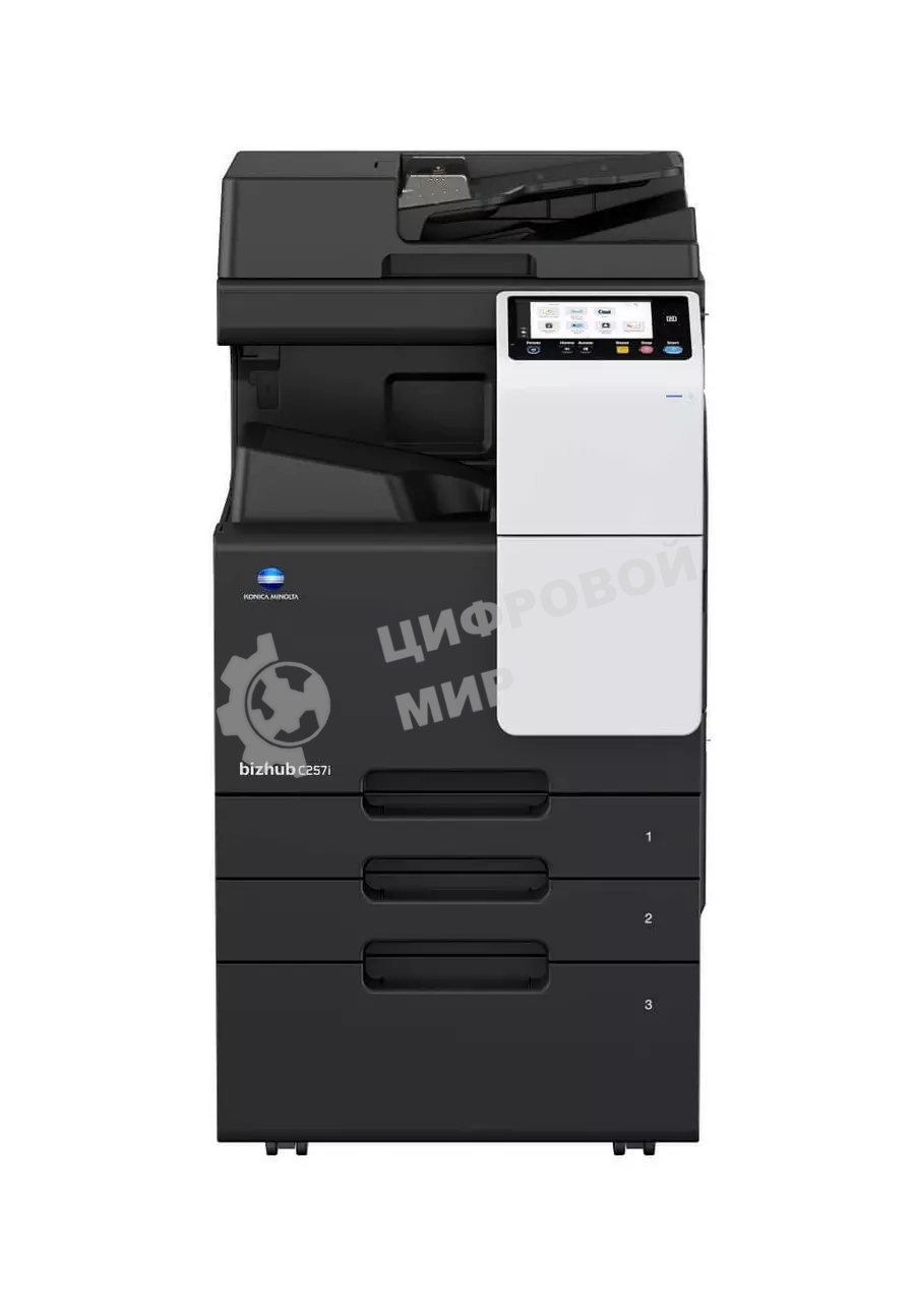 МФУ лазерное Konica Minolta Bizhub C257i (ACVD021), A3, цветной, печ. 25 стр/мин (A4) 12 стр/мин (A3), скан. до 55 стр/мин., 1800 x 600 dpi (печать) 600 x 600 dpi (скан.), USB, Ethernet, без картриджей и автопода - установка и запуск специалистом АСЦ