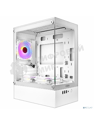 Компьютерный корпус Ginzzu CL485 mATX FAN 3*12LD4 передняя панель Стекло белый