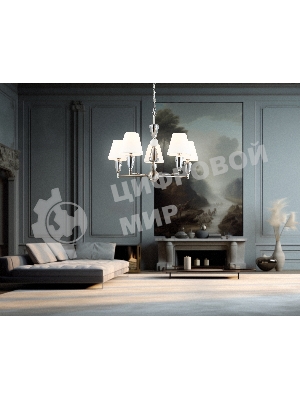 Люстра Ambrella light LH75253/5 SN/FR сатин никель/белый матовый E14*5 max 40W D700*510