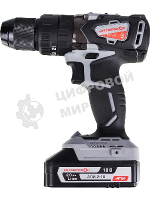 Дрель-шуруповерт ИНТЕРСКОЛ ДАУ-13/18В, 18 В, 2 Ач, 60 Нм, бесщеточный, ударный