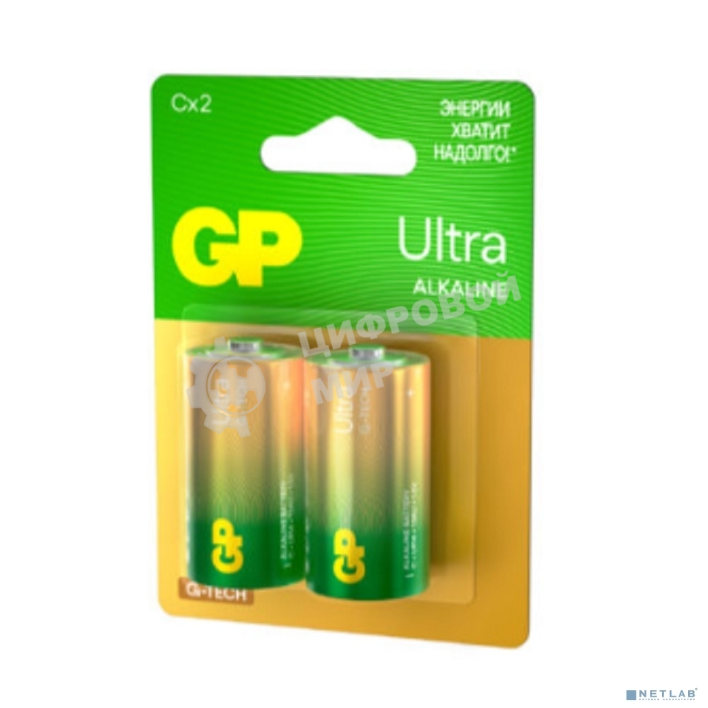Алкалиновые батарейки GP Ultra Alkaline G-Tech 14А типоразмера C - 2 шт. на блистере