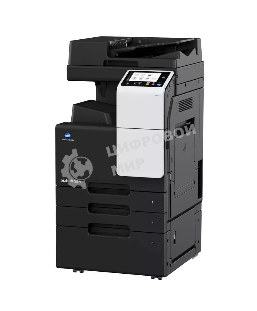 МФУ лазерное Konica Minolta Bizhub C257i (ACVD021), A3, цветной, печ. 25 стр/мин (A4) 12 стр/мин (A3), скан. до 55 стр/мин., 1800 x 600 dpi (печать) 600 x 600 dpi (скан.), USB, Ethernet, без картриджей и автопода - установка и запуск специалистом АСЦ