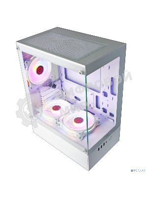 Компьютерный корпус Ginzzu CL485 mATX FAN 3*12LD4 передняя панель Стекло белый
