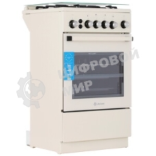 Плита газовая De Luxe 5040.40Г (КР) ЧР-013 бежевый, конфорок 4 газовых, духовка 46 л, 50 см x 85 см x 50 см