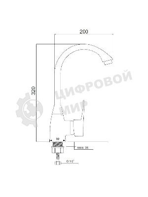 PL5CH-017F Смеситель для кухни с высоким изливом из высокопрочного пластика- ХРОМ