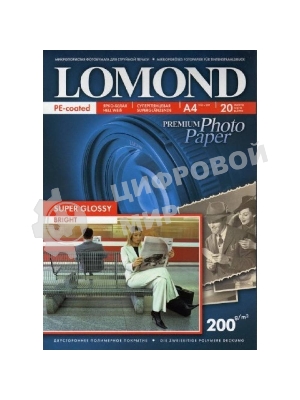 Фотобумага ПРЕМИУМ для стр.печати Lomond 200 г/м2 одностор.Super Glossy Bright 10х15 см (20 л)