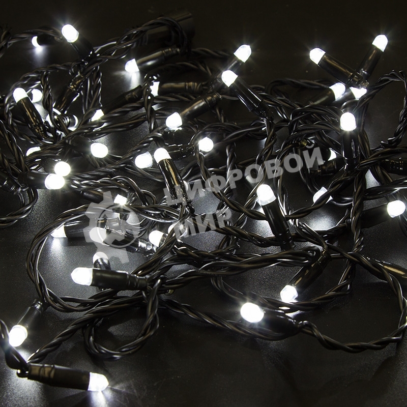 Гирлянда Neon-night Нить 10м, с эффектом мерцания, черный ПВХ, 24В, белый