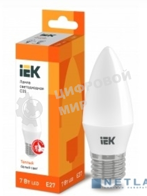 Лампа светодиодная IEK LLE-C35-7-230-30-E27 ECO C35 свеча 7Вт 230В 3000К E27