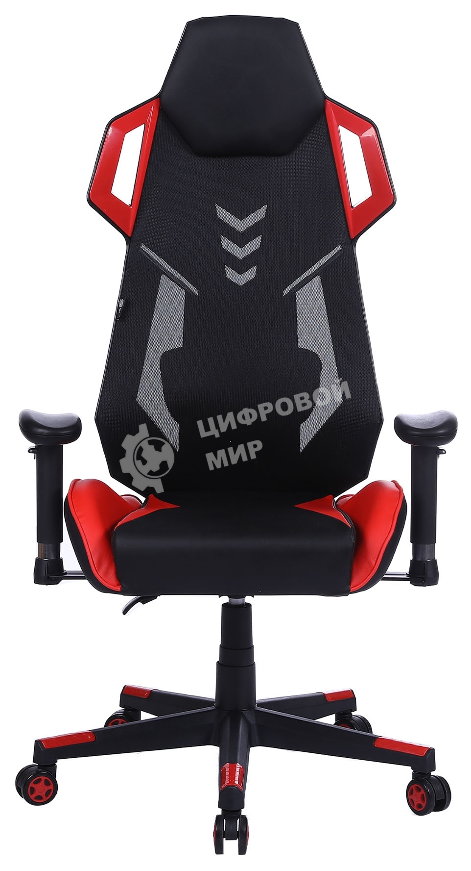 Кресло игровое Cactus CS-CHR-090BLR черный/красный, сиденье черный/красный, эко.кожа/сетка, крестовина пластик, пластик черный