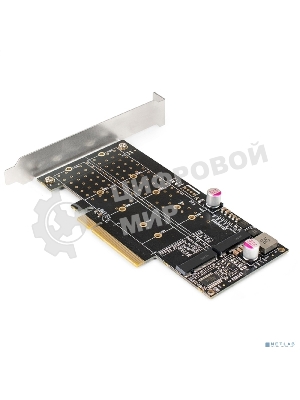 Переходник ExeGate EXE-597E2 (2 x M.2 M key -> PCI-E x8 v3.0, для установки двух SSD M.2 2230/2242/2260/2280/22110 M key NGFF в слот PCI-E, материнская плата должна быть c функции Bifurcation PCI-E)