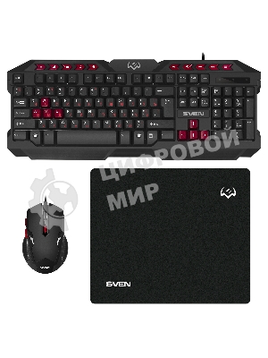 Комплект клавиатура + мышь SVEN GS-9200 игровые клавиатура, мышь и коврик