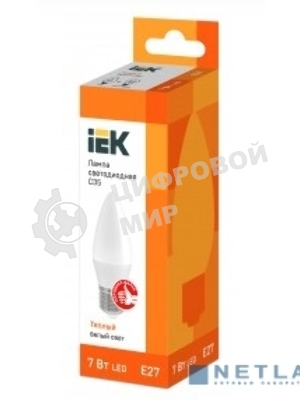 Лампа светодиодная IEK LLE-C35-7-230-30-E27 ECO C35 свеча 7Вт 230В 3000К E27