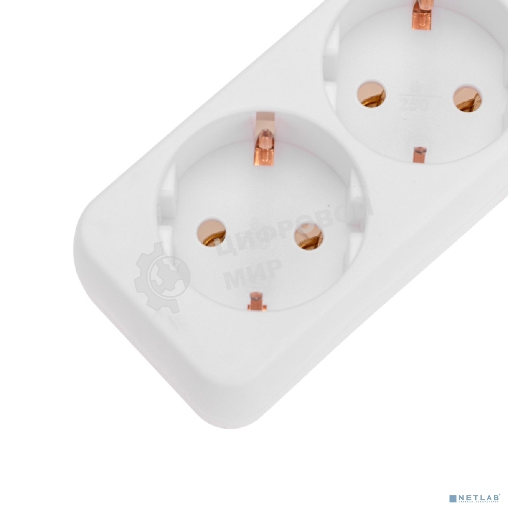 Удлинитель 5 гнезд, 5 м, 3х0,75 мм², с/з, белый PROconnect