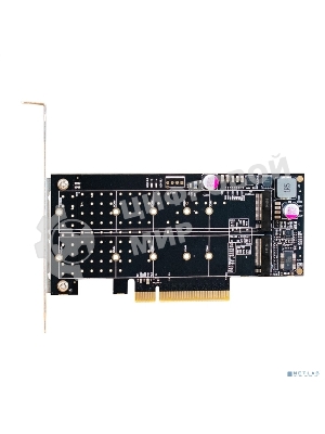 Переходник ExeGate EXE-597E2 (2 x M.2 M key -> PCI-E x8 v3.0, для установки двух SSD M.2 2230/2242/2260/2280/22110 M key NGFF в слот PCI-E, материнская плата должна быть c функции Bifurcation PCI-E)