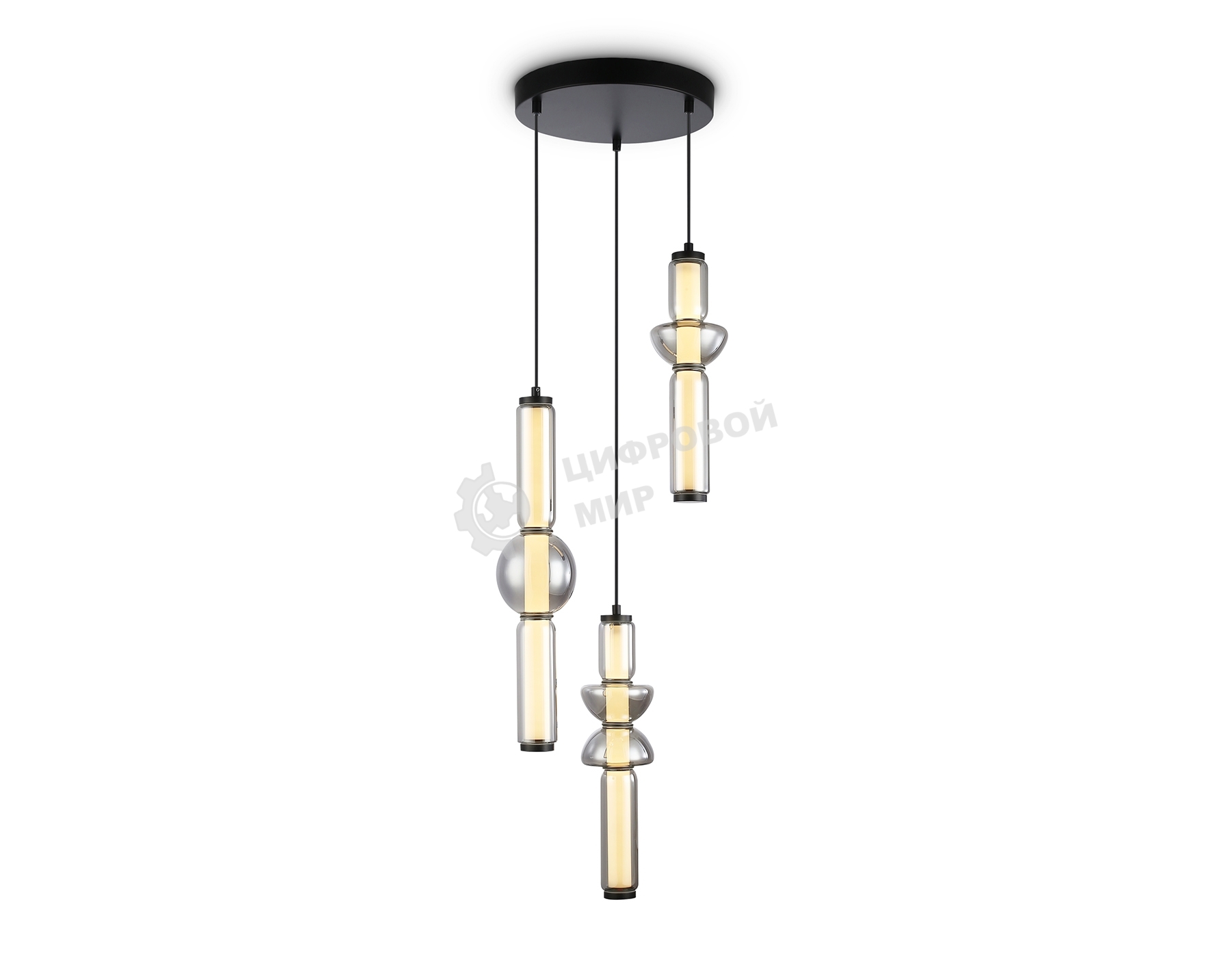 Подвесной светодиодный светильник Ambrella light LH11026/3 BK/SM черный/дымчатый 40W 3000K D380*1720