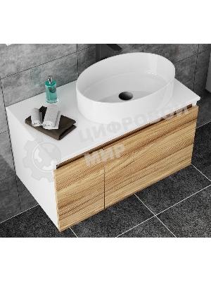 Тумба с раковиной и выпуском (Тумба Bau Dream Blackwood 80, умывальник BAU Nimb 50х36, выпуск клик клак, черный)