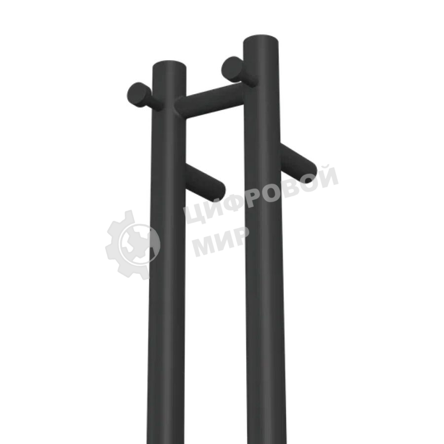 Полотенцесушитель дизайнерский электрический, BAU Stella Gun Grey 8х120, 2 коллектора, 2 крючка, тем